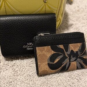 Coach Black and Tan Wallet with Bow Card Holder